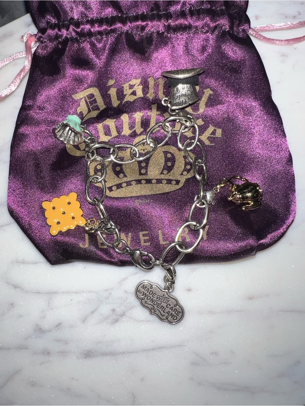 Disney Couture✨ Alice in Wonderland Silver Charm Bracelet Wonderland y2k Mad Tea